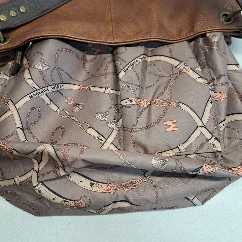 Montana West Hobo Vegan Leather Top Handle Shoulder Bag - Picture 11 of 13